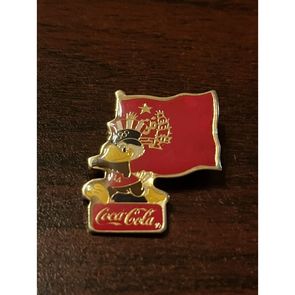 Vintage 1984 Los Angeles Olympics Coca Cola Sam Eagle Afghanistan Flag Lapel Pin